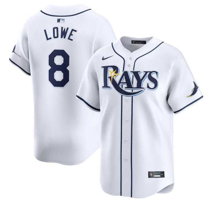 Men%27s Tampa Bay Rays #8 Brandon Lowe White Home Limited Stitched Baseball Jersey Dzhi